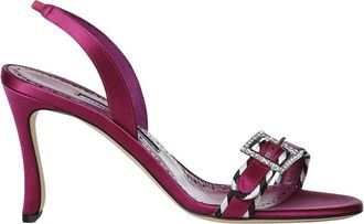 Manolo Blahnik Sandalen met hoge hak - Dames - Sandalen met hakken - Roze - 38 1/2 EU - Leer - Schoenen