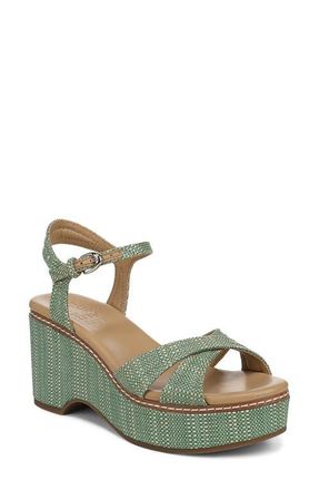 Naturalizer Dovie Raffia Ankle Strap Platform Sandal in Green Mutli at Nordstrom, Size 8.5