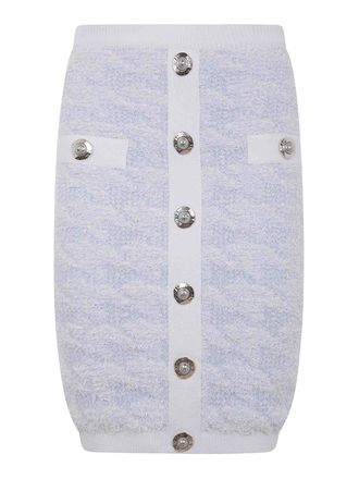 Balmain Buttoned Tweed Knee Lenght Skirt