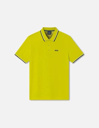 HUGO BOSS Mens Mens Lime Boss Paddy Pro Piqué Polo Shirt - Green - Size: 44