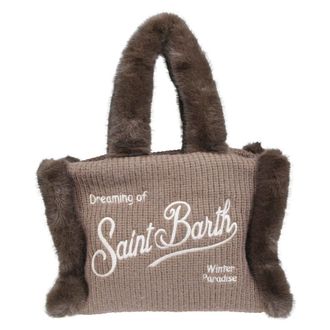 MC2 Saint Barth Colette Shearling Rib Handtas met schouderband - Dames - Tassen - Bruin - Maat: ONE Size Zijde
