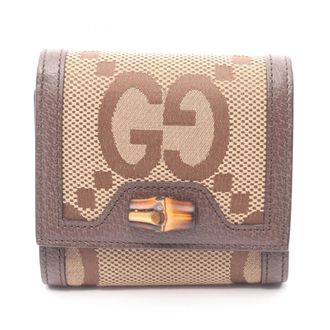 Gucci Beige Brown Canvas Leather Wallet (Bi-Fold) (Pre-Owned)