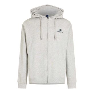 Aquascutum Mens Logo Regular Full Zip Hoodie (Grey Melange) - Size Small