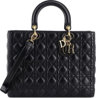 Dior Lady Dior Bag Cannage Quilt Lambskin Large tote bag - Zwart