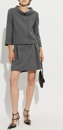 Valentino Garavani Pinstripe Patterned Blazer, Womens, Grey