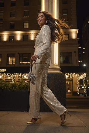 Roman Sequin Wide Leg Trousers