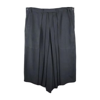 Yohji Yamamoto Cropped Trousers, male, Black, L, Black Pleated Wool Trousers