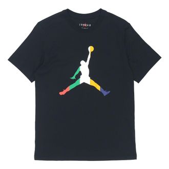 Nike Jordan Air Jordan Solid Color Round Neck Printing Short Sleeve Black DN1469-010