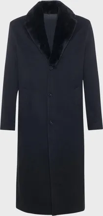 Gorski Men & apos;s Cashmere Coat with Detachable Lamb Shearling Collar