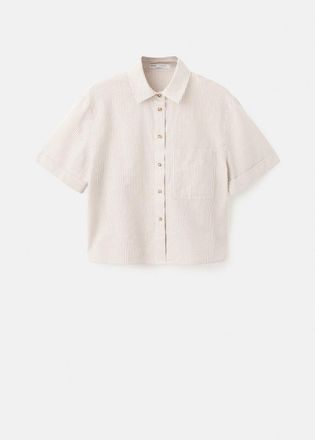Mango Camicia righe maniche corte sabbia - Donna - XXS - MANGO