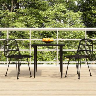 Berkfield Home 3 Piece Garden Dining Set Black Poly Rattan