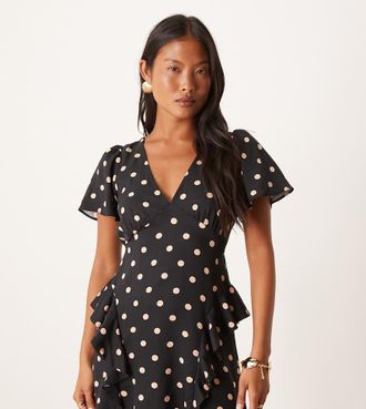 Nobody's Child Lyndsey - Vestito corto nero a pois con volant