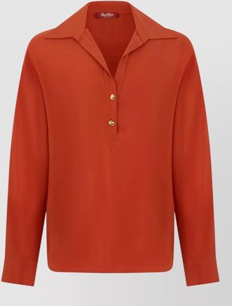 Max Mara silk v-neck long-sleeve blouse