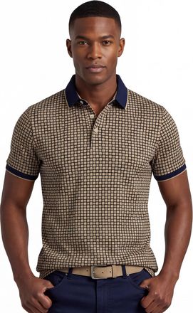 Baileys Poloshirt Baileys blauw grafisch vierkant print