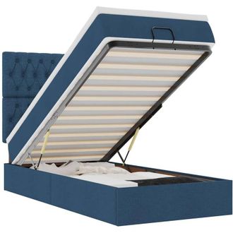 vidaXL Estructura De Cama Otomana Con Colch&oacute;n Tela Azul 80x200cm Vidaxl