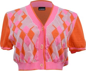 Jacquemus Le Cardigan Toledo Cropped Cardigan in Multicolor Cotton