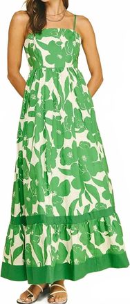 Pinch Design Floral Tiered Maxi Dress In Green