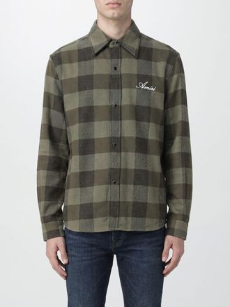 Amiri Check Cotton Shirt with Spread Collar and Curved Hem