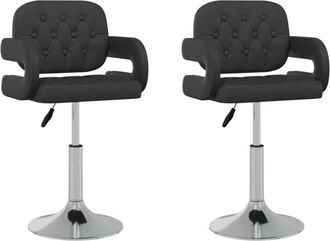 vidaXL Vidaxl - Sillas De Comedor Giratorias 2 Unidades Cuero Sint&eacute;tico Negro