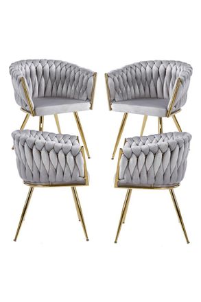 Regalos Miguel Packs Sillas Comedor - Pack 4 Sillas Widny Golden Terciopelo - Gris Claro