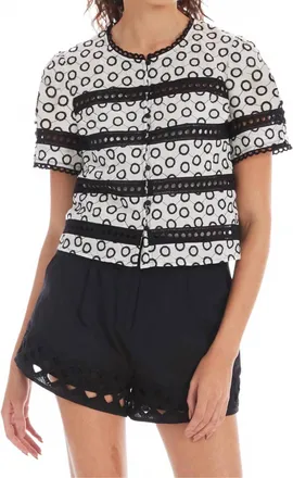 Allison New York Palmer Short Sleeve Top In Ivory/black