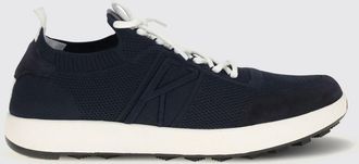 Kiton Sneakers basse in maglia di cotone e pelle scamosciata con logo ricamato