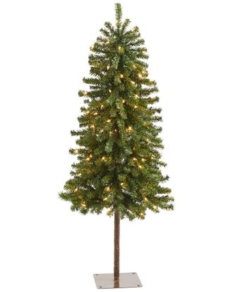 Nearly Natural 4ft Alpine Artificial Christmas Tree with 100 Lights