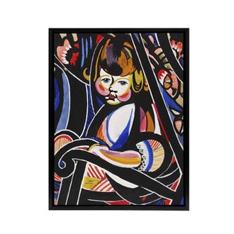 Artery8 Child in Rocker Portrait Henry Lyman Sayen Framed Canvas Wall Art | Size: W24 x H32