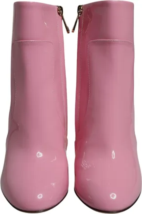 Dolce & Gabbana Pink Patent Leather Heel Mid Calf Boots Womens Shoes (Pre-Owned)
