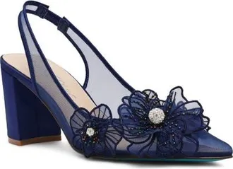 Betsey Johnson Petra Slingback Pointed Toe Pump in Navy at Nordstrom, Size 5.5