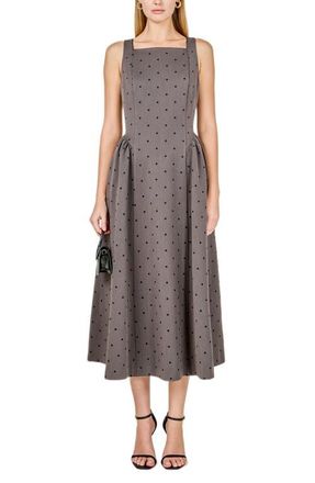 endless rose Polka Dot Square Neck Dress in Grey at Nordstrom, Size X-Small