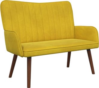 vidaXL Sof&aacute; De 2 Plazas Amarillo 115 X 61 X 87 Cm Terciopelo Vidaxl