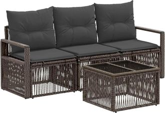 vidaXL Conjunto De Sof&aacute;s De Jard&iacute;n 4 Uds. Gris Rat&aacute;n Sint&eacute;tico Vidaxl