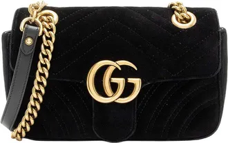 Gucci Matelass&eacute; Velvet Gg Marmont Small Flap Bag (Authentic Pre-Loved)