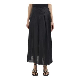 Isabel Benenato Midi Skirts, female, Black, Size: XS Gonna Portafoglio in Lino