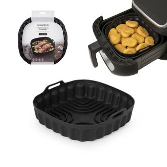KASANOVA Teglia 22x22 cm silicone per friggitrice ad aria nera