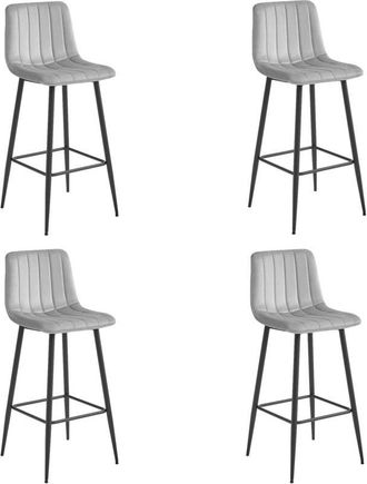 OEM Taburete Pozza - Terciopelo Gris Plata / Patas Negras X 4