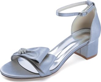 Generic Womens Block Heel Wedding Shoes Peep Toe Bridal Wedding Party Dress Low Heel 4.5Cm,Silver,10 UK
