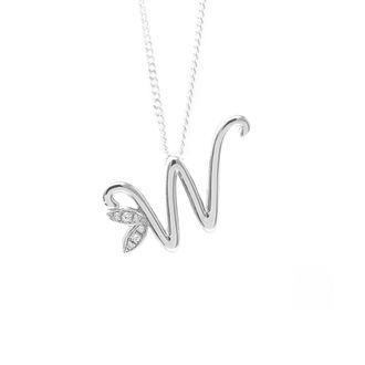 Say It With Winged Diamond Initial Necklace - Sterling Silver - W/18 | Size: 18 inches