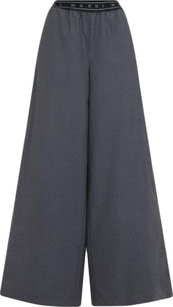 Marni logo-band wool trousers - Grey