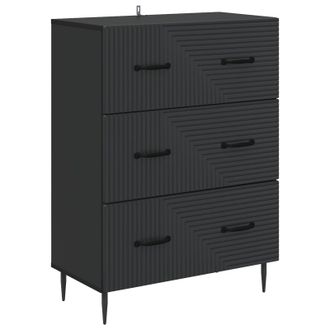 vidaXL Cajonera 66 X 34,5 X 89,5 Cm Madera De Ingenier&iacute;a Negro Vidaxl
