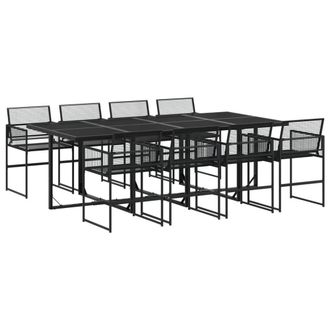 Berkfield Home 9 Piece Garden Dining Set Black Poly Rattan