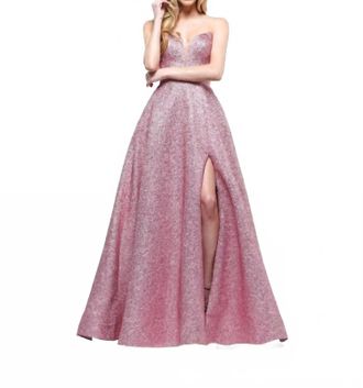 Colors Dress Strapless Glitter Ball Gown In Pink
