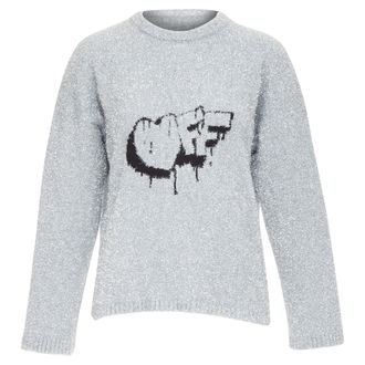 Off-white Off White Virgil Abloh silver lurex graffiti wide sweater