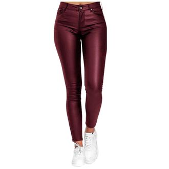 Generic Wetlook Faux Leather Trousers for Women UK Elasticated High Waist Leggings Tummy Control Butt Lifting Gym Leggings Stretchy Skinny Fitness Shaping Lea