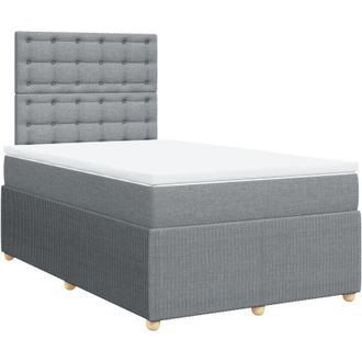 vidaXL Cama Box Spring Con Colch&oacute;n Tela Gris Claro 120x190 Cm Vidaxl