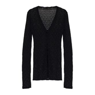Dolce & Gabbana Transparante Turtleneck Cardigan - Dames - Truien - Zwart - Maat: S Leer