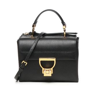 Coccinelle Zwarte leren schoudertas met gouden logo - Dames - Handtassen - Zwart - ONE Size - Leer - Tassen