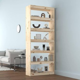 Berkfield Home Beautiful Book Cabinet/Room Divider 80x30x199.5 cm Solid Wood Pine in Light Tan