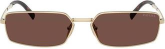 Prada Womens Sunglasses Brown-Gold Metal